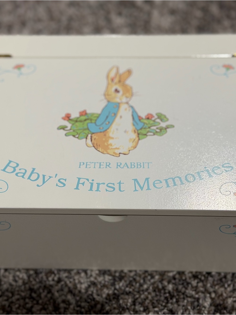 Peter Rabbit Baby's First Memories Keepsake Box - White with Blue
